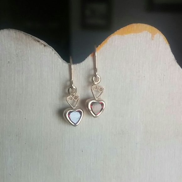 Small real gold drop earring created ruby - Picture 2 of 5